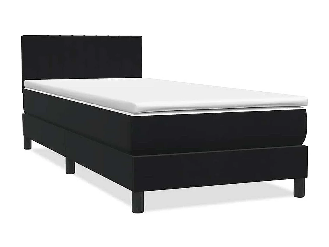 Sommier à lattes de lit avec matelas noir 90x210 cm velours