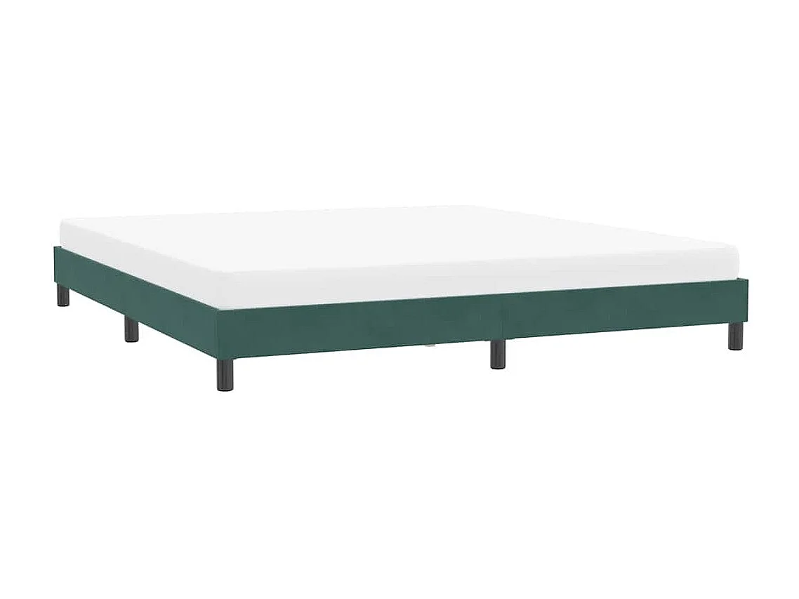 Estrutura de cama sem colchão 200x220 cm veludo verde-escuro