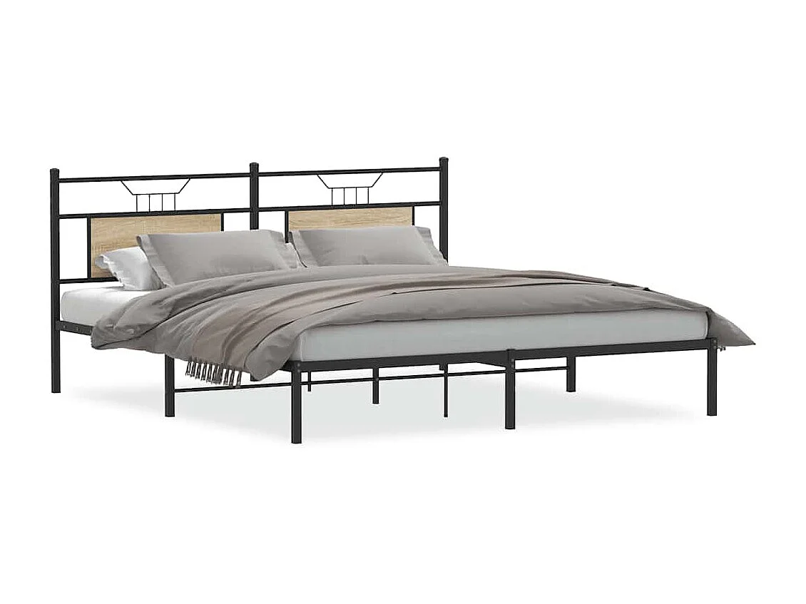 Cadre de lit sans matelas chêne sonoma 183x203 cm