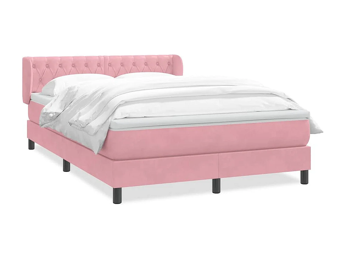 Sommier à lattes de lit avec matelas rose 140x220 cm velours