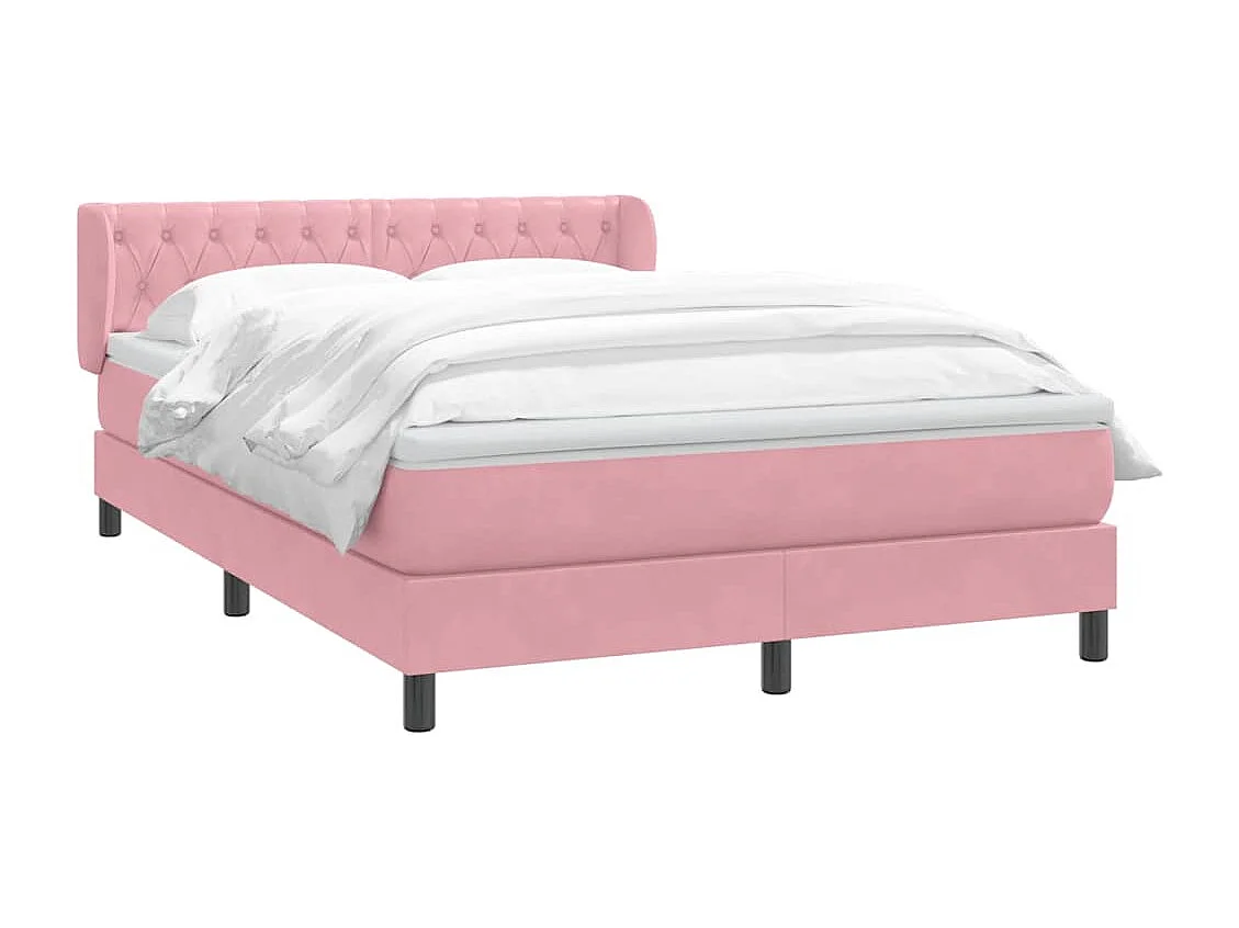 Sommier à lattes de lit avec matelas rose 140x220 cm velours