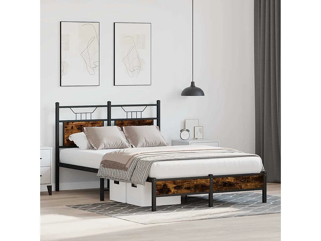 Cadre de lit sans matelas chêne fumé 120x190 cm bois ingénierie