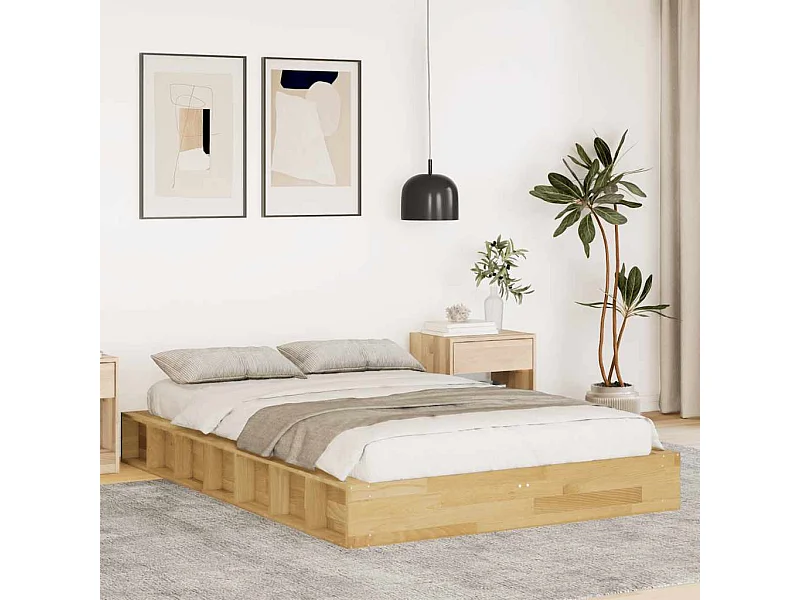 Cadre de lit sans matelas 120x200 cm bois massif de chêne