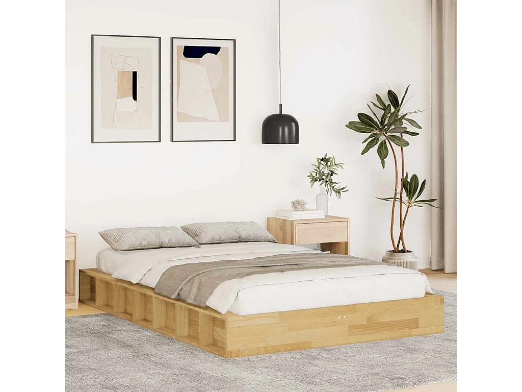 Cadre de lit sans matelas 120x200 cm bois massif de chêne