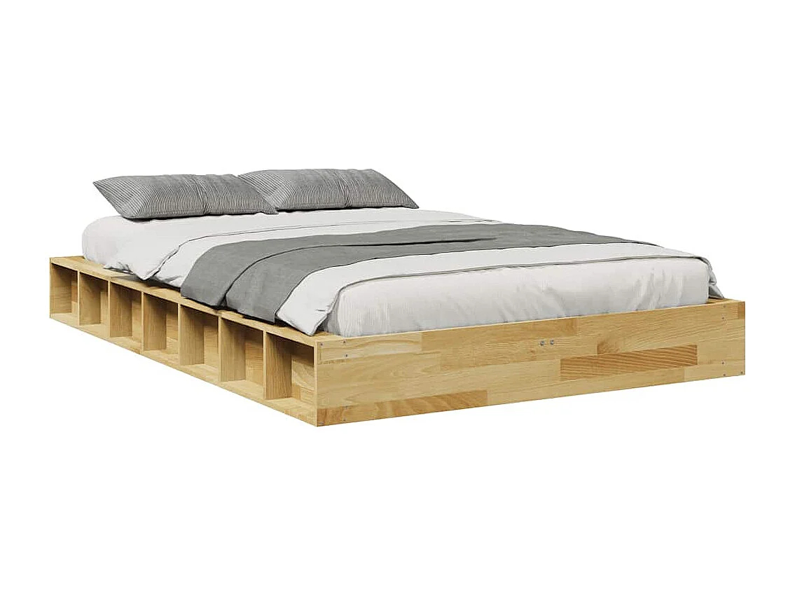 Cadre de lit sans matelas 120x200 cm bois massif de chêne