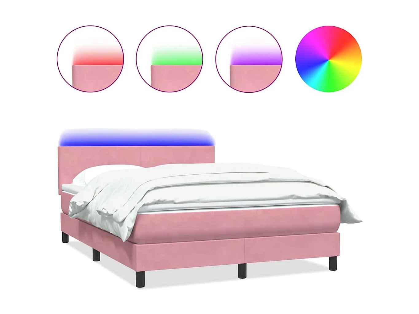 Cama box spring com colchão 160x210 cm veludo rosa