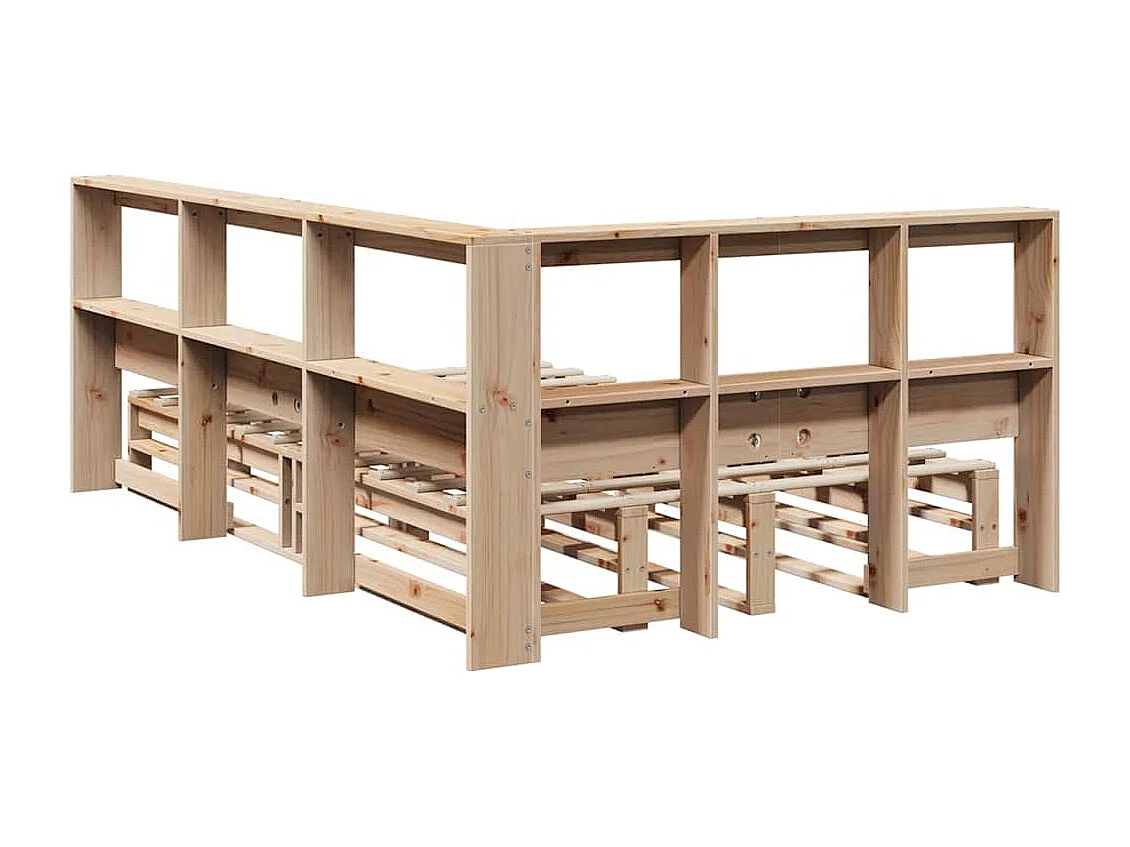 Bed met boekenkast zonder matras massief grenenhout 120x190 cm