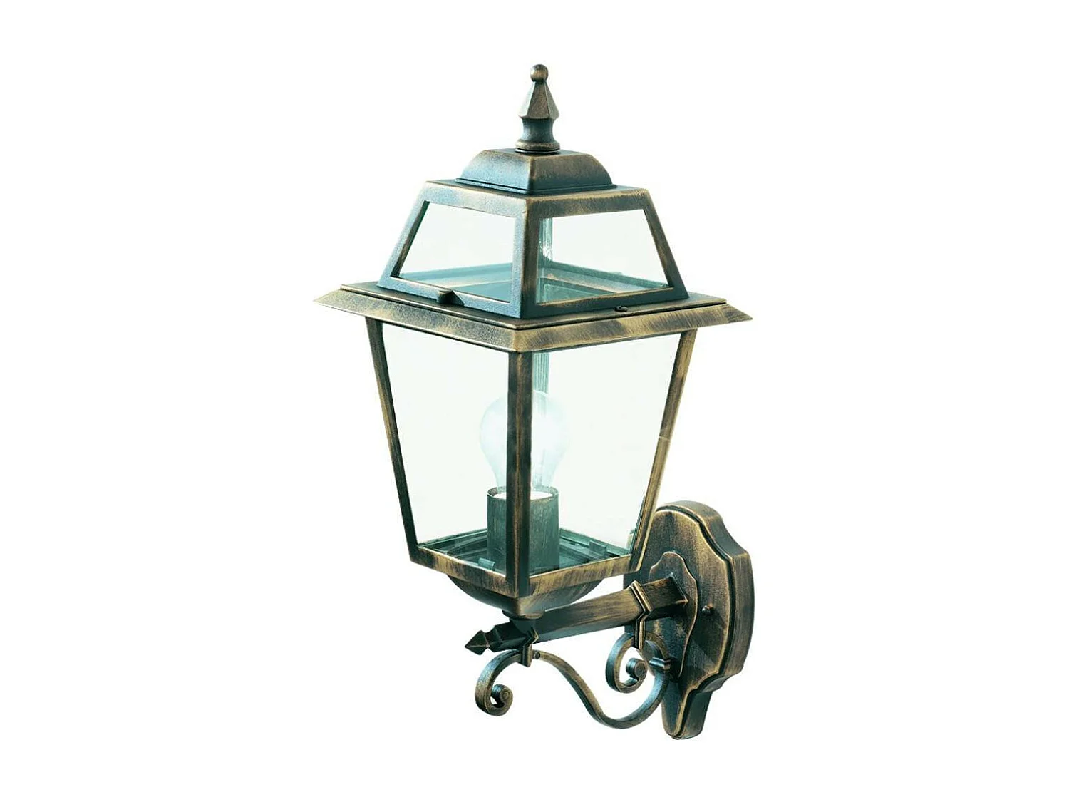 Searchlicht New Orleans - 1 Leichte Außenwandlaterne Schwarz, Gold IP44, E27