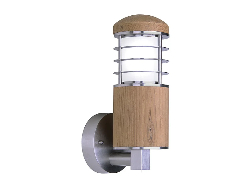 Elstead Poole - 1 Licht Außenwandleuchte Edelstahl, Teak IP44, E27