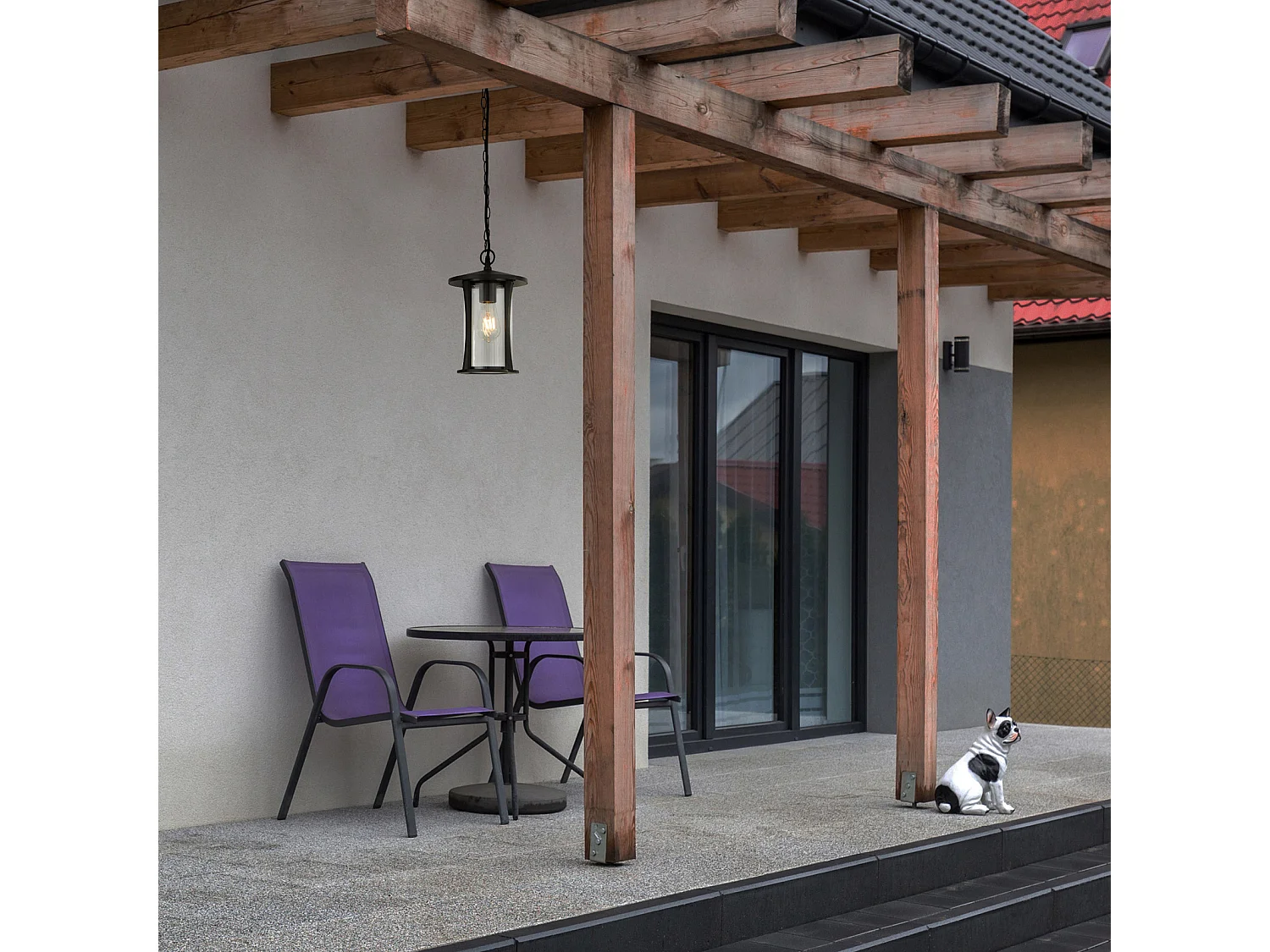 Searchlight Led Up Down Vgglampa - Matt Svart Med Frostad Diffusor