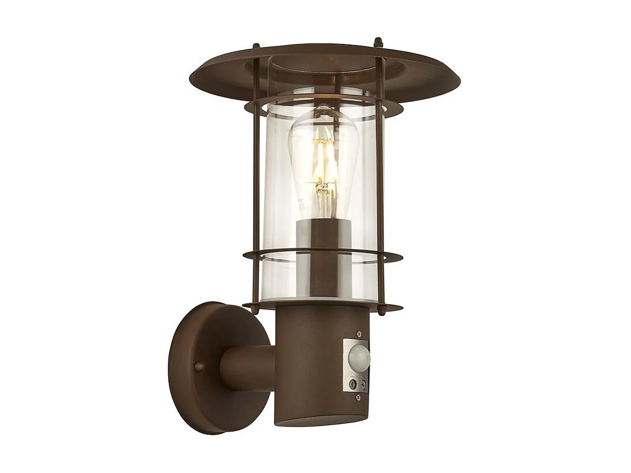 Searchlight Edgeware Applique murale d'extérieur et de porche, capteur brun rouille IP44