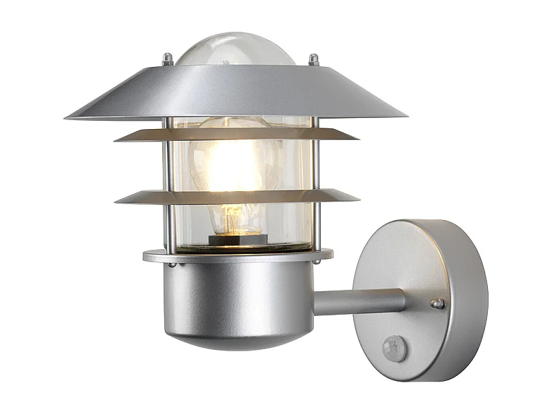 Elstead Helsingor 1 ljus utomhuslykta ljus silver med PIR rörelsesensor IP44, E27