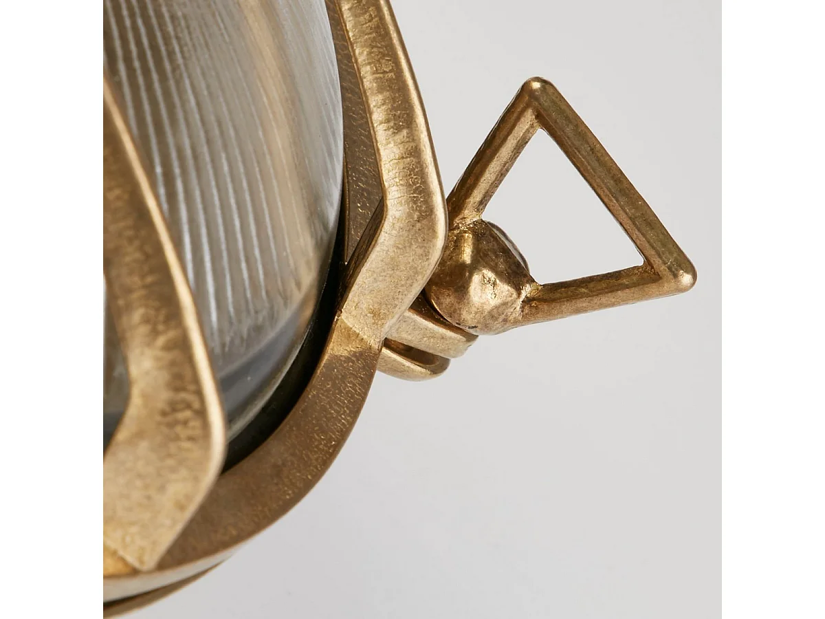 Searchlight Bulkhead Lampe d'extérieur ronde en laiton massif, verre nervuré