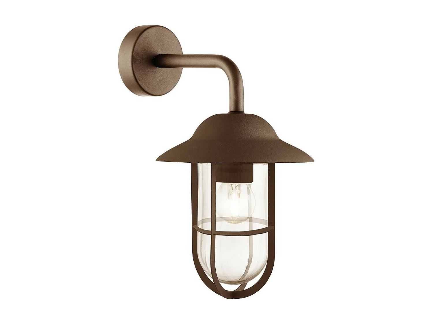 Searchlight Toronto Staffa da parete per esterno a 1 luce, vetro trasparente marrone ruggine IP44