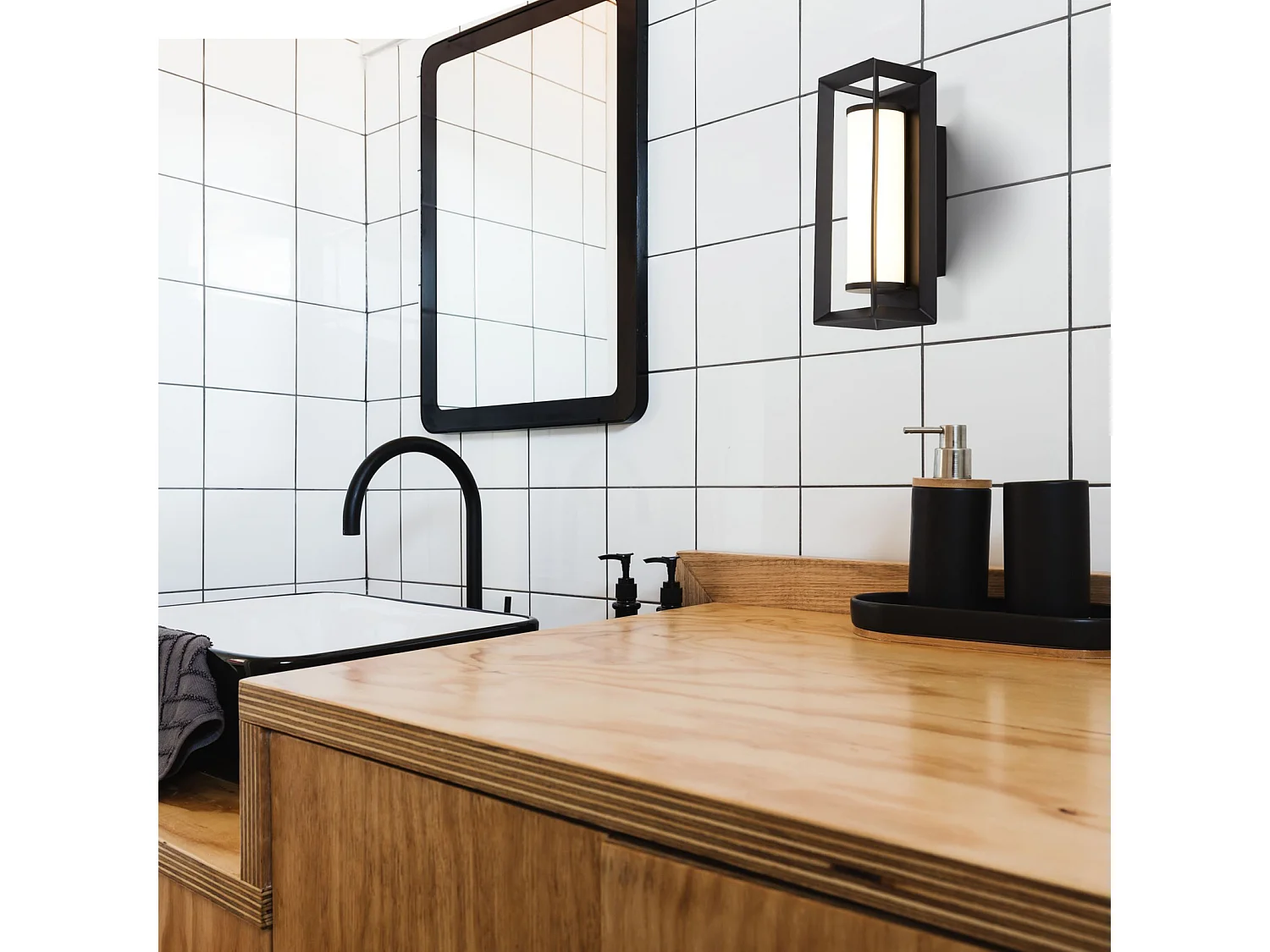 Searchlight Chaplin Applique Led Rettangolare, Nero Opaco - 200mm