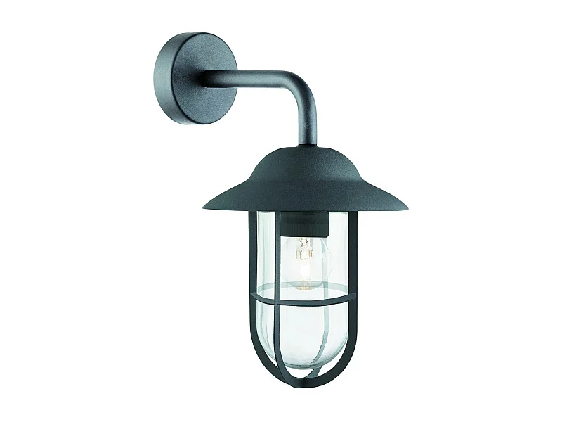 Searchlight Genoa 1 Ljus Utomhus Kupol Vgglampa Svart IP44 Glaslyktor Matt, E27