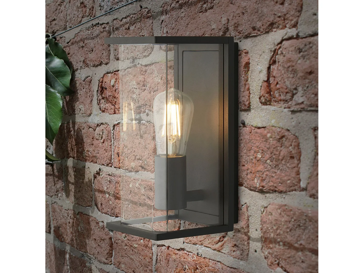 Searchlight Bakerloo 1 Luce E27 Esterno Boxed Parete/Porticato Grigio Scuro, Vetro Trasparente IP44