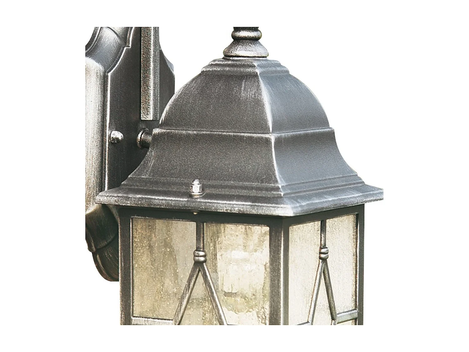 Searchlight Genoa Lanterne murale de jardin extérieur à 1 ampoule noir argenté avec verre au plomb, E27