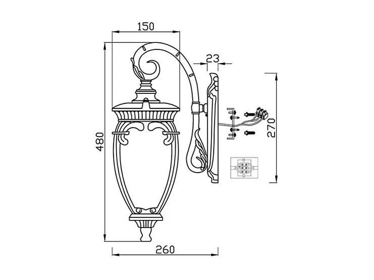 Maytoni Fleur Farol de pared exterior negro con oro, IP44