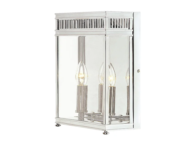 Elstead Holborn Demi-lanterne murale extérieure à 2 ampoules, chrome poli IP44, E14