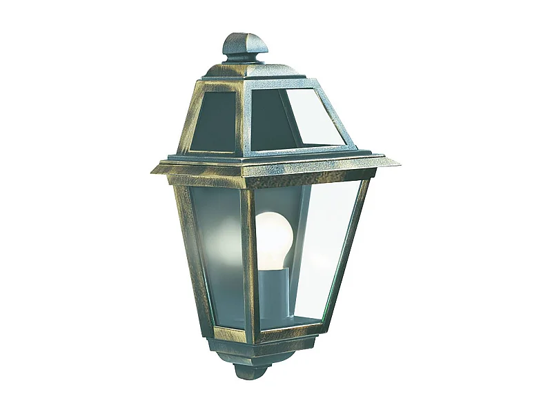 Searchlight New Orleans - Lanterna da parete per esterno da giardino 1 luce nera, oro IP44, E27