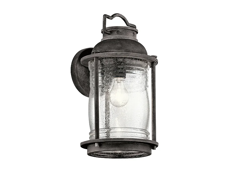 Elstead Ashland Bay - Lanterna da parete per esterno grande 1 luce Zinco IP44, E27