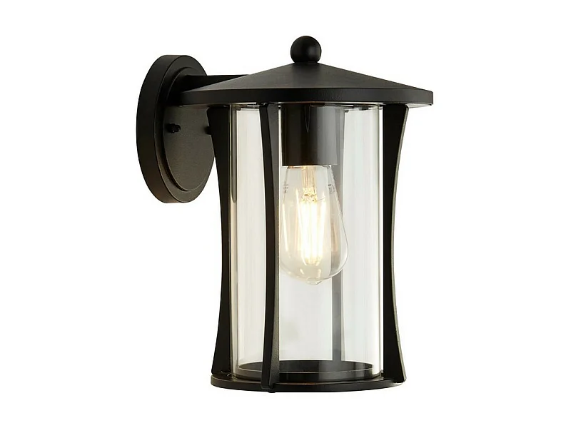 Suchscheinwerfer Pagode 1 Licht Außenwand Veranda Licht - Schwarz mit klarem Glas