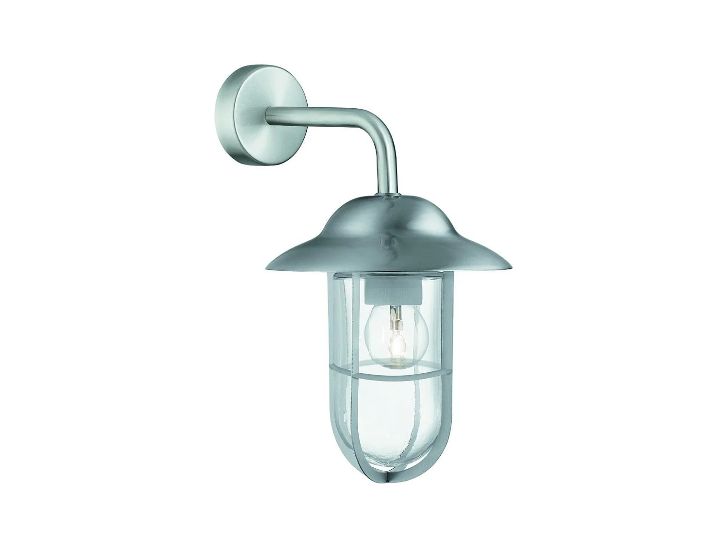 Searchlight Genoa 1 ljus utomhus Fisherman Dome vgglampa i rostfritt stl IP44 glaslyktor, E27