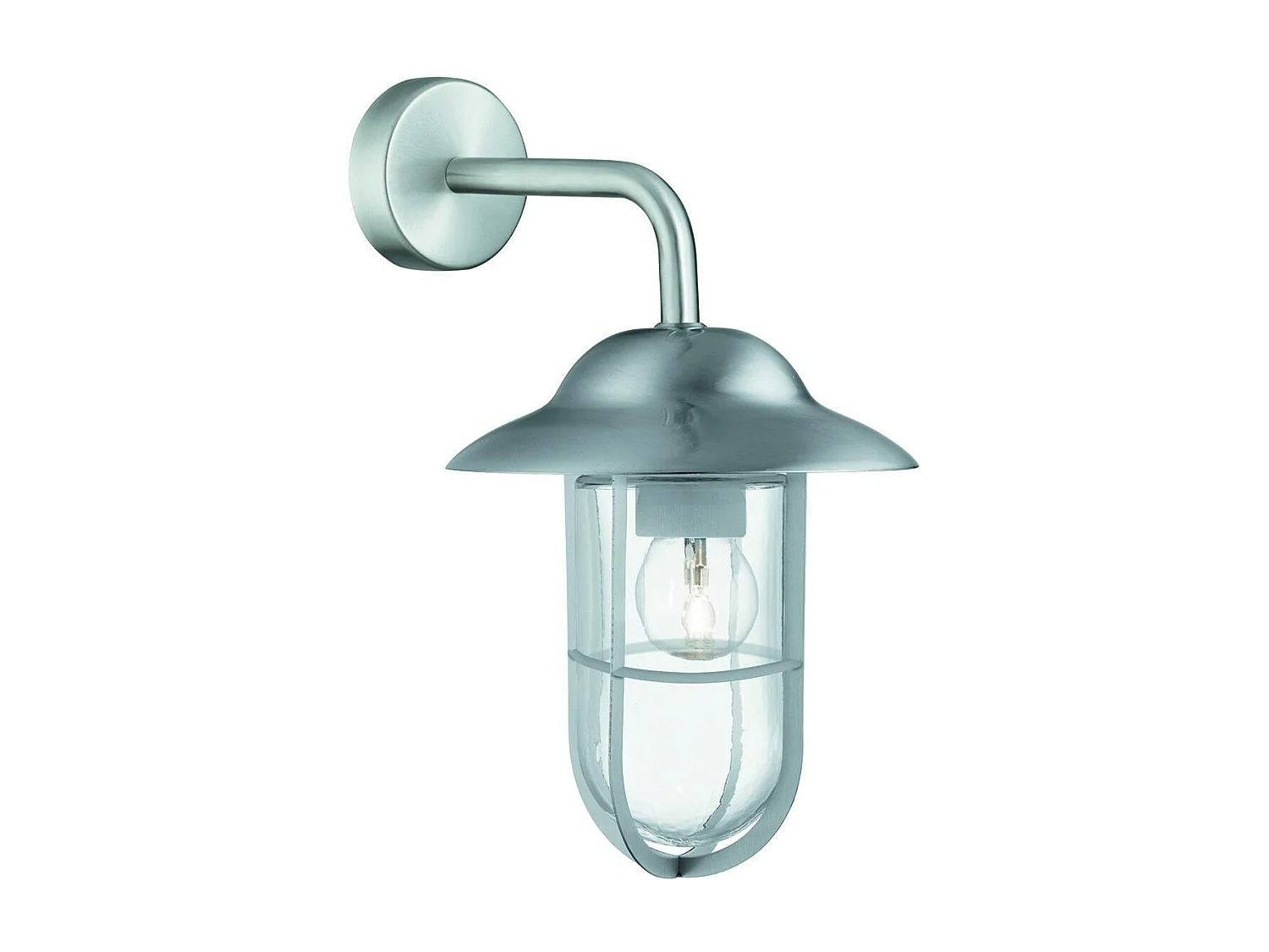 Searchlight Genoa 1 ljus utomhus Fisherman Dome vgglampa i rostfritt stl IP44 glaslyktor, E27