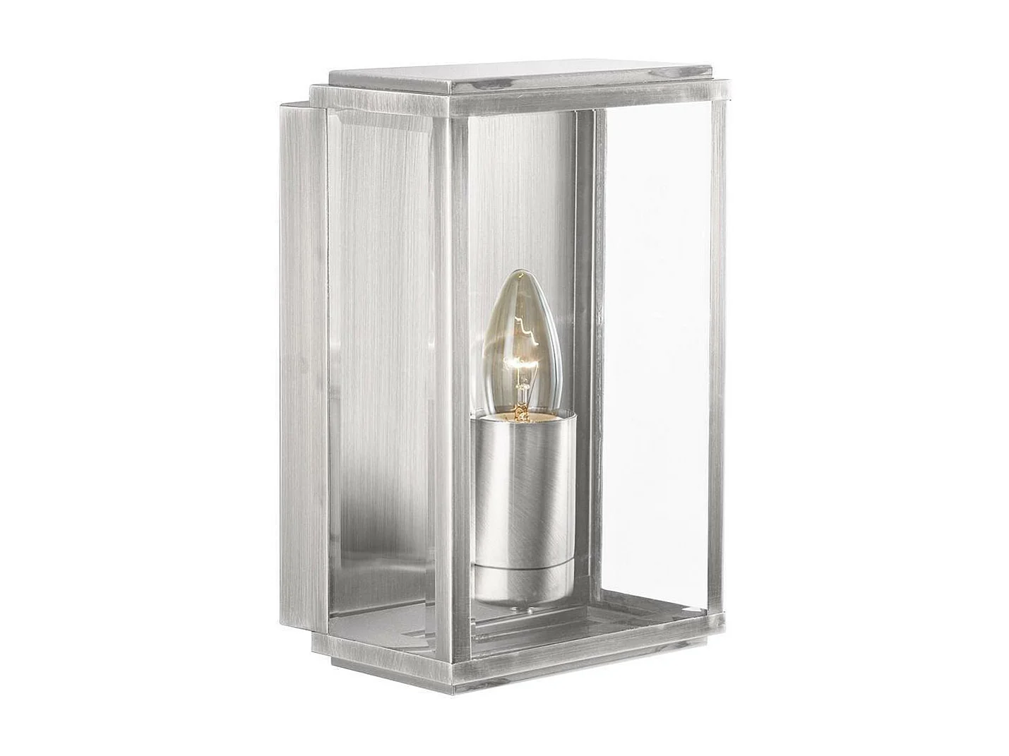 Searchlight Box - Applique da esterno da giardino a 1 luce Argento satinato IP44, attacco E27