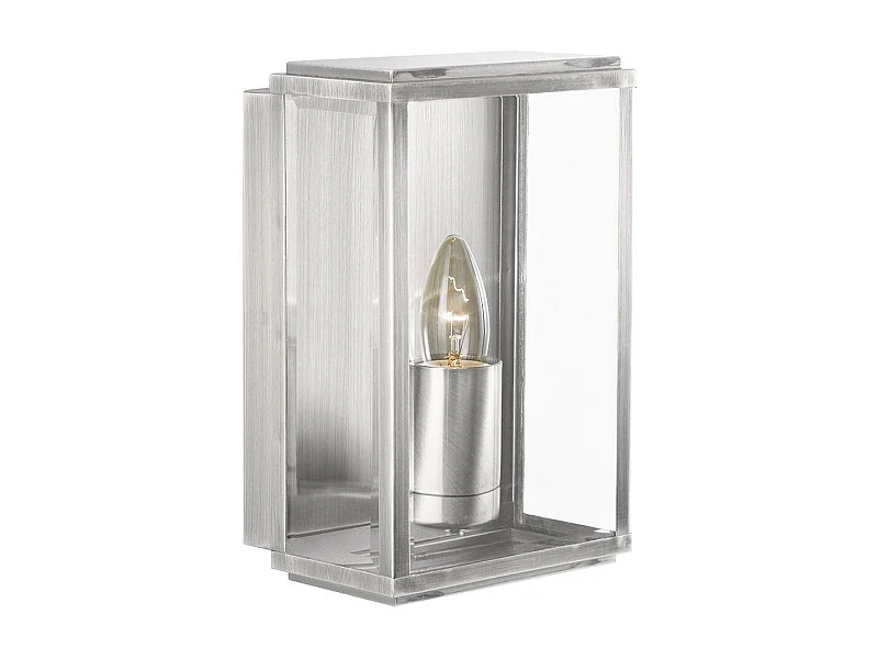 Searchlight Box - Applique da esterno da giardino a 1 luce Argento satinato IP44, attacco E27