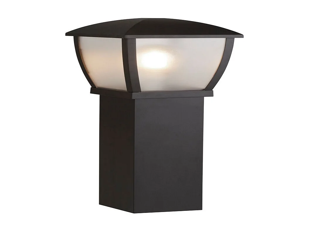 Poteau d'extérieur Searchlight Seattle (hauteur 730 mm) noir avec panneaux givrés transparents