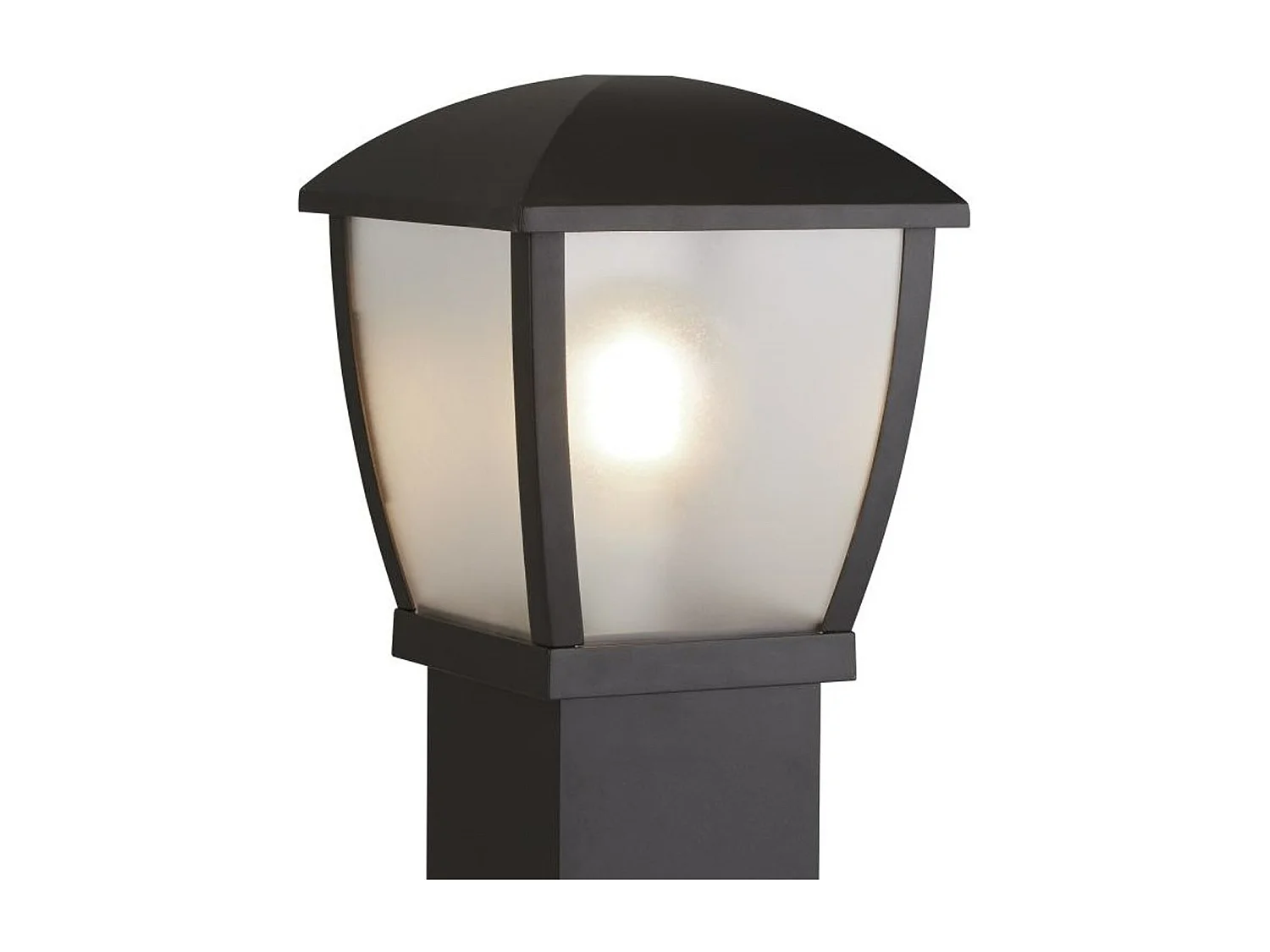 Poteau d'extérieur Searchlight Seattle (hauteur 730 mm) noir avec panneaux givrés transparents