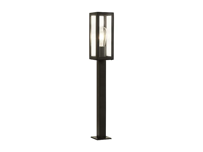 Searchlight Box - Paletto luminoso da esterno alto 1 luce nero con vetro trasparente IP44, E27