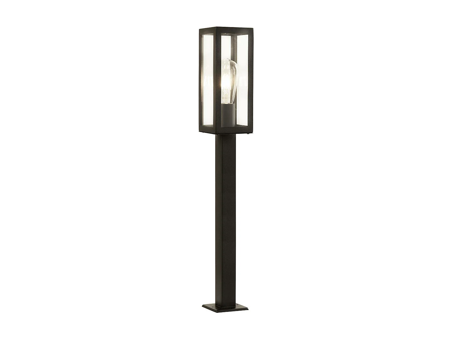 Searchlight Box - Paletto luminoso da esterno alto 1 luce nero con vetro trasparente IP44, E27