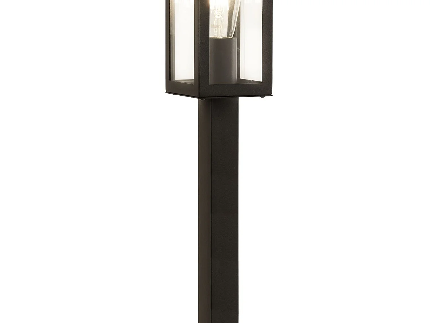 Searchlight Box - Paletto luminoso da esterno alto 1 luce nero con vetro trasparente IP44, E27