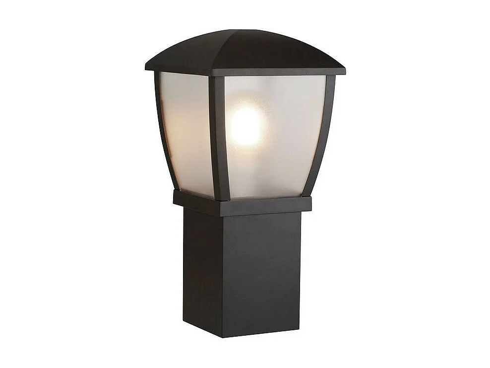 Poteau d'extérieur Searchlight Seattle (hauteur 450 mm) noir avec panneaux givrés transparents