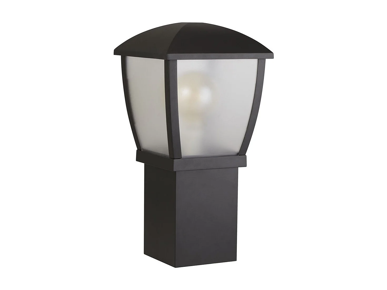 Poteau d'extérieur Searchlight Seattle (hauteur 450 mm) noir avec panneaux givrés transparents