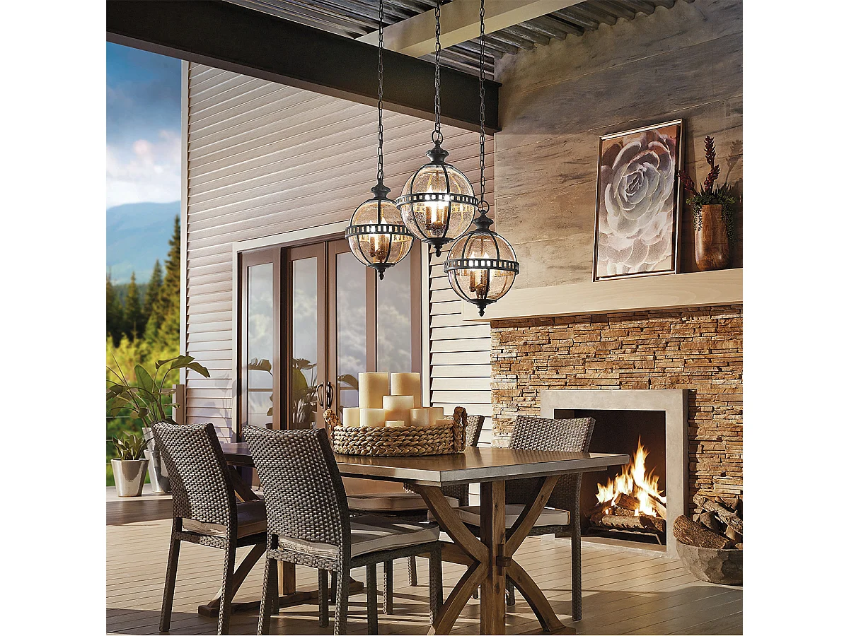 Elstead Halleron 3 ljus utomhus piedestal lykta grå IP44, E14