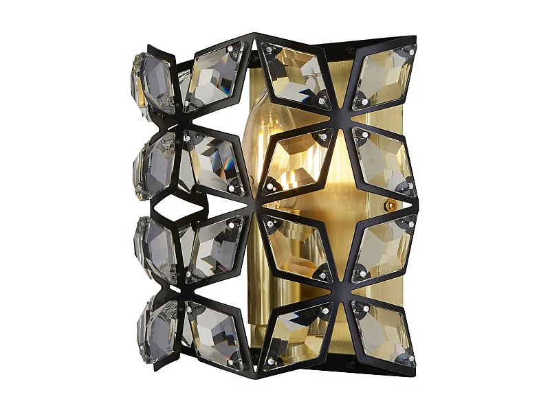 Searchlicht Iris Wandleuchte Schwarz, Kristall, Messing