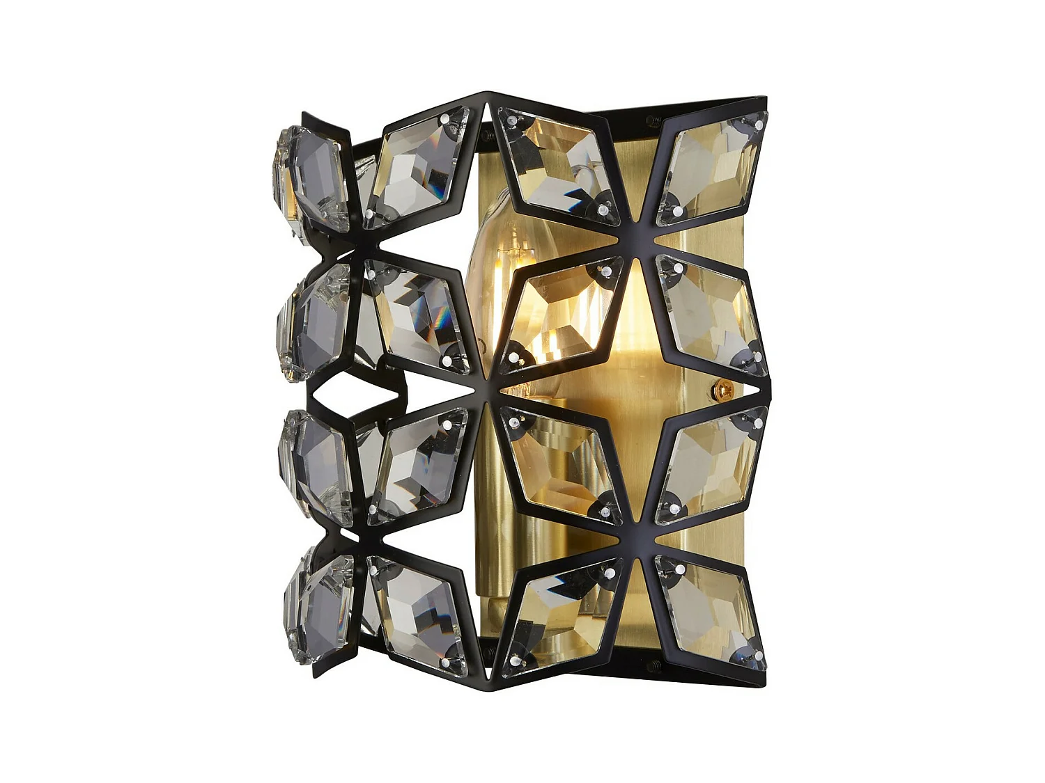 Searchlicht Iris Wandleuchte Schwarz, Kristall, Messing