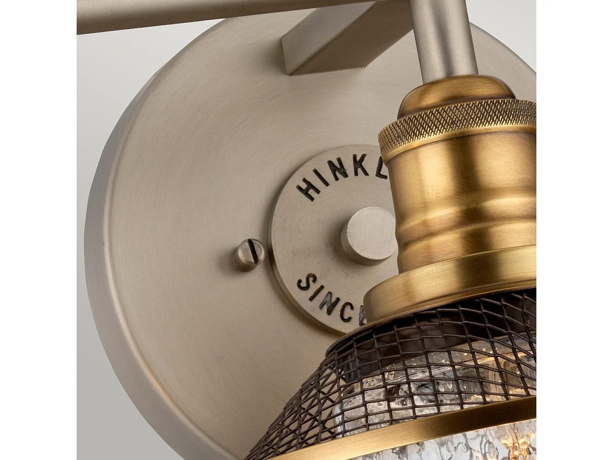 Rigby Hinkley Lampada da parete a 3 luci Nickel antico con ottone Heritage IP44