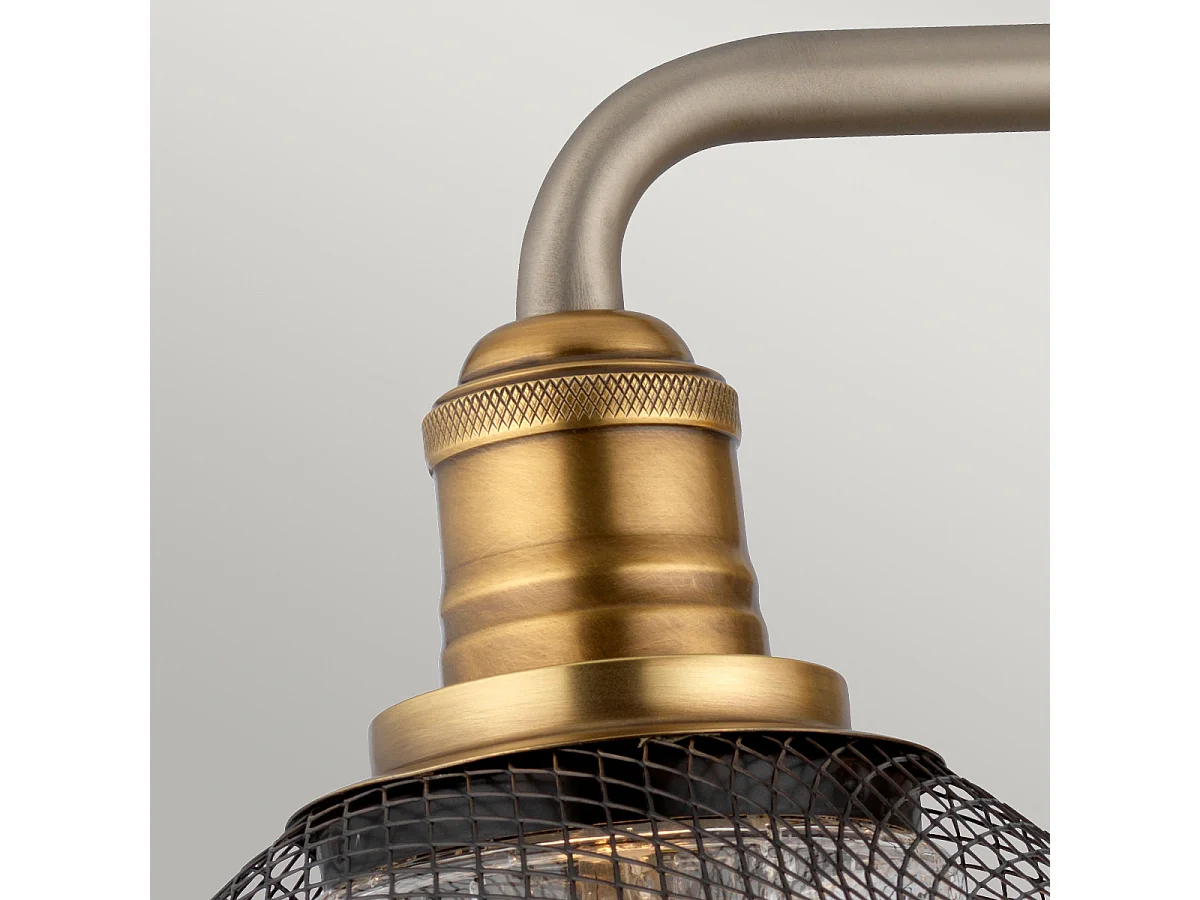 Rigby Hinkley Lampada da parete a 3 luci Nickel antico con ottone Heritage IP44