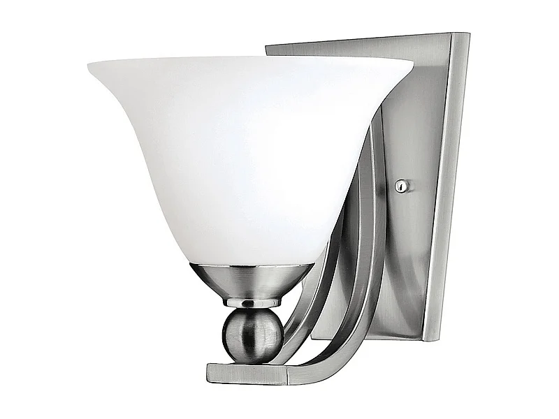 Elstead Bolla - 1 Licht Wand Licht gebürstet Nickel Glasschirm, E27