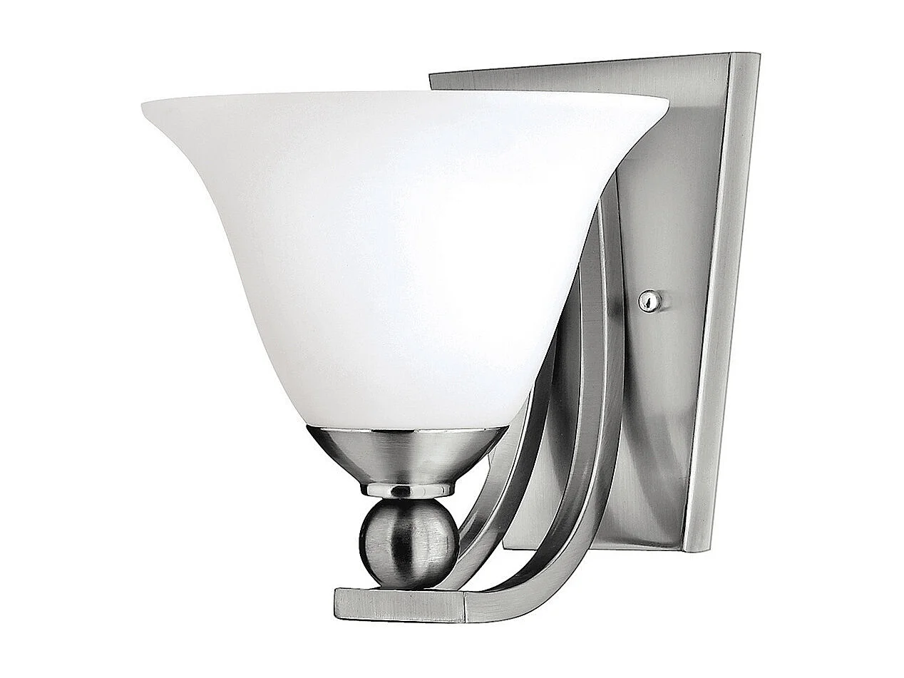 Elstead Bolla - 1 Licht Wand Licht gebürstet Nickel Glasschirm, E27