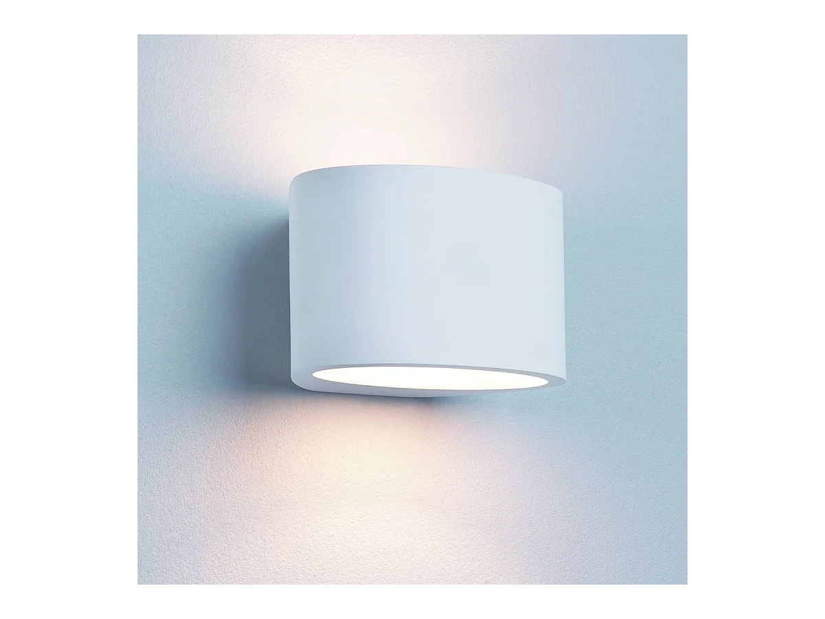 Searchlicht Gypsum - 1 licht Up & Down Wandleuchte Paintable Oval White Plaster, G9