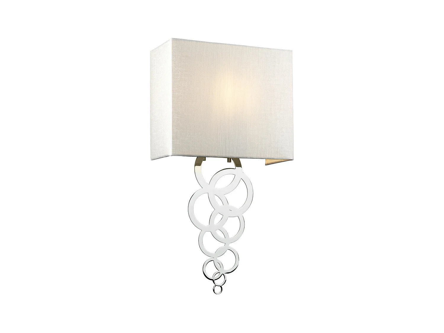 Applique Rosa Medium 1 Luce, Cromo Lucido, Paralume In Simil Seta Avorio