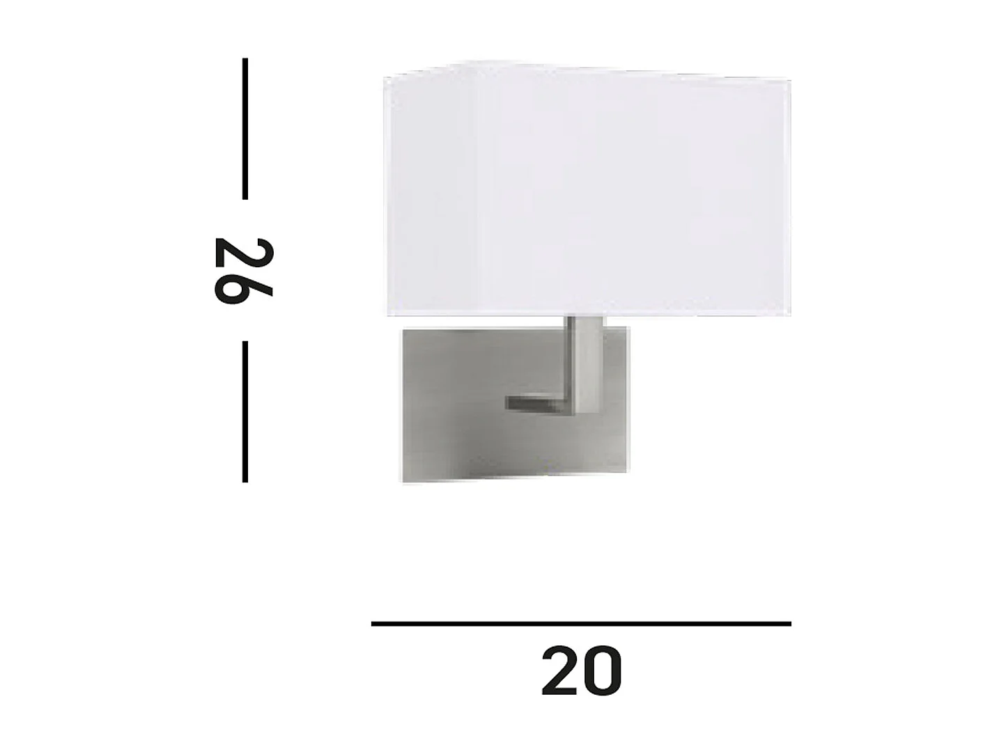 Searchlight - Applique da interno a 1 luce Argento satinato con paralume bianco, attacco E27