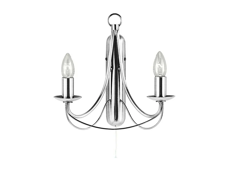 Searchlicht Maypole - 2 licht Candle Wandleuchte Satin Silver, E14