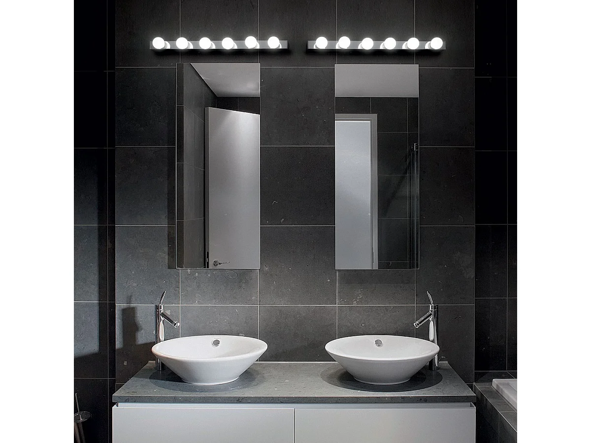 Ideal Lux Prive' - Aplique de pared con espejo grande para interiores, 8 luces, cromo, E14